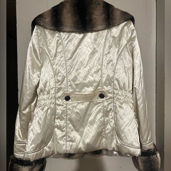 a.n.a Cream Jacket with Brown Faux Fur Trim - Picture 8 of 10